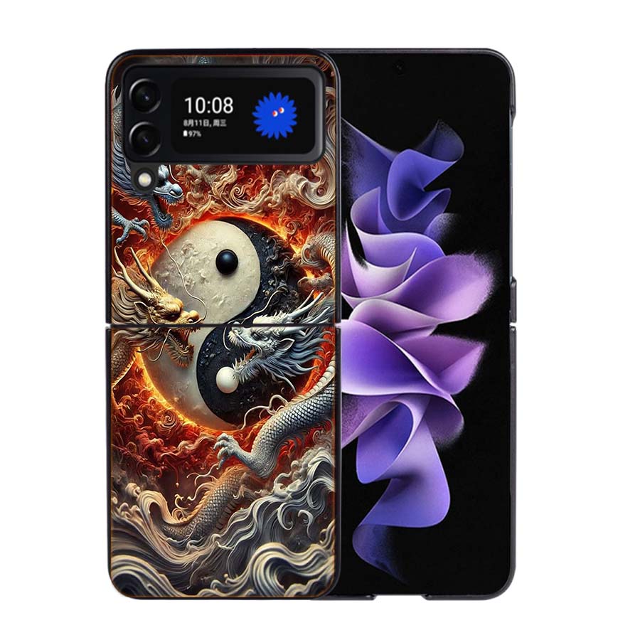 Баланс Стихий Вечный Инь-Ян Чехол для Телефона Для Samsung Z Flip 7 6 5G Galaxy Z Flip4 Z Flip5 Z Flip3 Чехол Черный Жесткий ПК