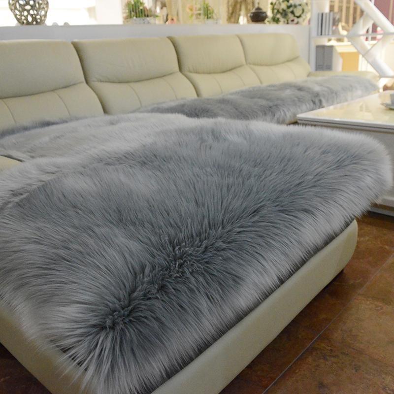 New Sofa Cover Full Cover Winter Imitation Wool Cushion Long Plush Window Thickened European Anti-skid Sofa Mat