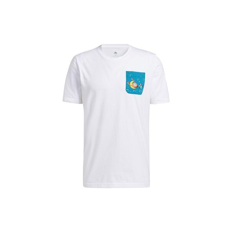 Adidas Футболка с круглым вырезом и принтом в виде кармана Lil Stripe, мужская, белая GQ8376