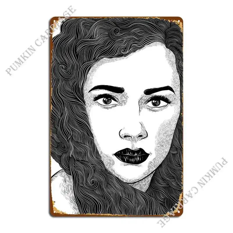 Female Portrait Metal Sign Bar Cave Iron Home Rusty Wall Decor Tin Sign Poster