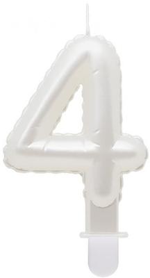 Candle Number 4 Four Pearl White 7cm