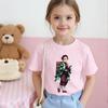 Demon Slayer 2026 Pure Cotton Cartoon ShortSleeved TShirt for Girls  New Summer Breathable Childrens Clothing