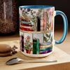 Bookshelf Pattern Flower Ceramic Milk Cup Fun Bookworm Gift Bronzing Colored Glaze Floral Ceramic Coffee Mug Nordic Pink Blue