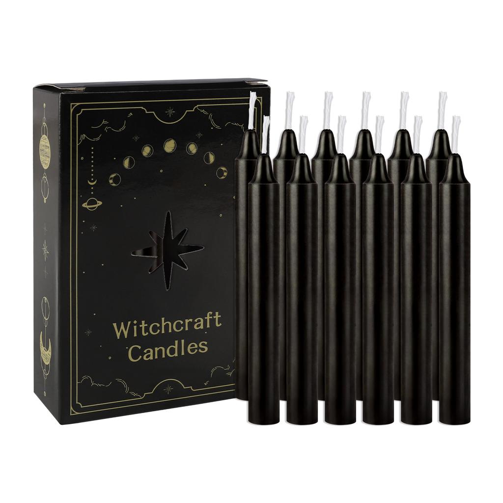 12 Pcs 3.9*0.4in Black Small Stick Candles No Drip No Smoke No Scent Household Dinner Candles Hand-Poured High-Quality Suitable for Various Places