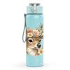 1PC Autumn Floral Deer Head 750ml Color Plastic Sports Water Bottle Leakproof Flip Straw Lid Suitable for Sports Office Home Use