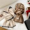 Two-Color Korean Knitted Scarf for Women - Warm & Trendy Autumn/Winter Neckwear