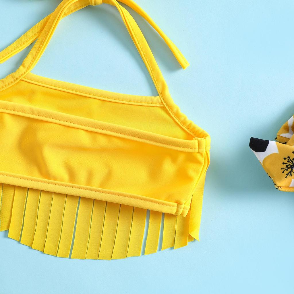 Butterfly Floral Tassel 3-Piece Swimsuit for Baby and Toddler Girls