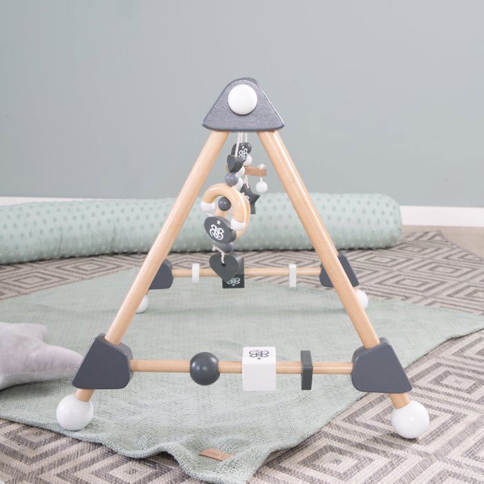 Portique d'éveil en bois - roba - rock star baby 3 - avec 3 pendentifs - naturel / anthracite
