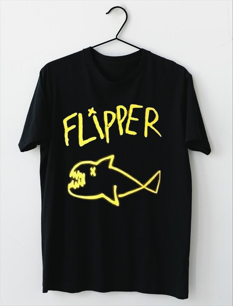 Flipper Fish Band Music Short Sleeve Black All Size T-Shirt AG2586
