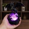 Magical Atmosphere Lamp Dragon Faux Crystal Ball Lamp, Gothic USB Night Light, Dark Fantasy Resin Light Decor for Desk Bedroom, Halloween Gift Lovers
