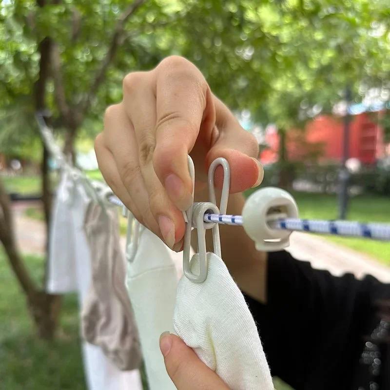 Портативный крючок для бельевой веревки с зажимом для путешествий, отеля. Сушка одежды без сверления, ветрозащитный и незаменимый в поездке.