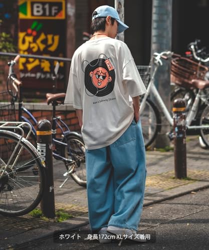 IMPROMES Casual SIDEWAYSTANCE Short Sleeve Record Print T-Shirt, Men's, White