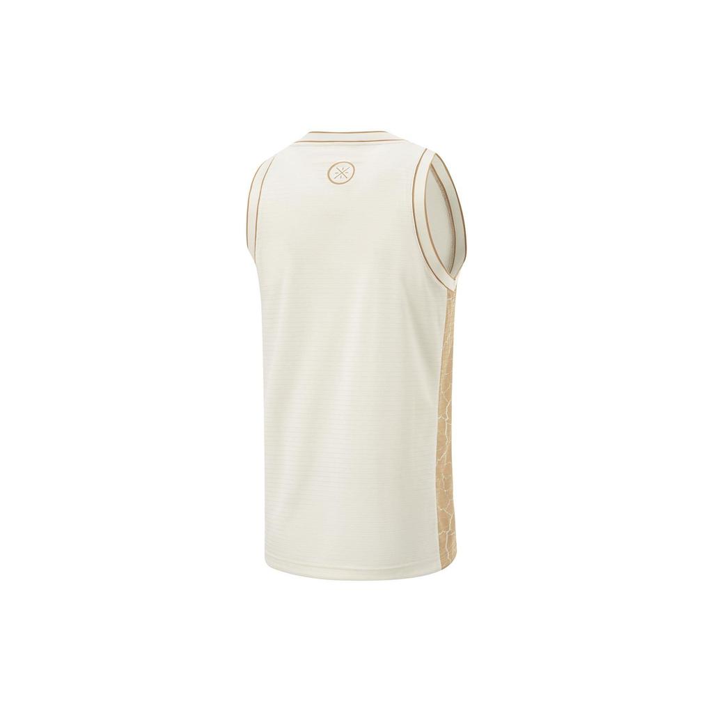 Li Ning Wade Series Letter Print Moisture Wicking Comfortable Breathable Basketball Vest Men Tops Off-White AAYU063-3