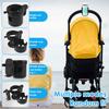 3-In-1 Stroller Cup Holder & Phone Holder Universal Double Hole Pushchair Bottle Organizer Holders 360° Rotating Phone Holders