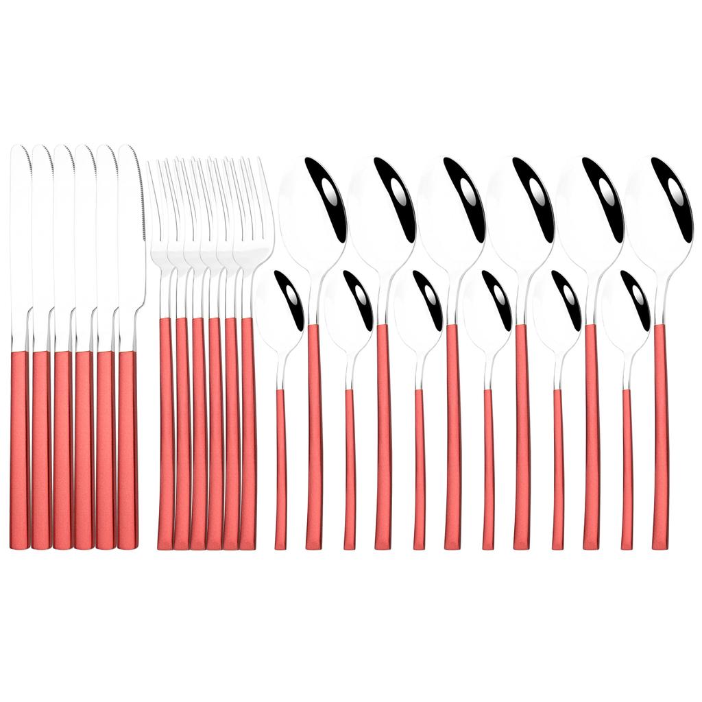 Набор столовых приборов из нержавеющей стали, 24 шт., ножи, вилка, ложка, ужин, посуда, вечерние кухонные столовые приборы, набор столового серебра