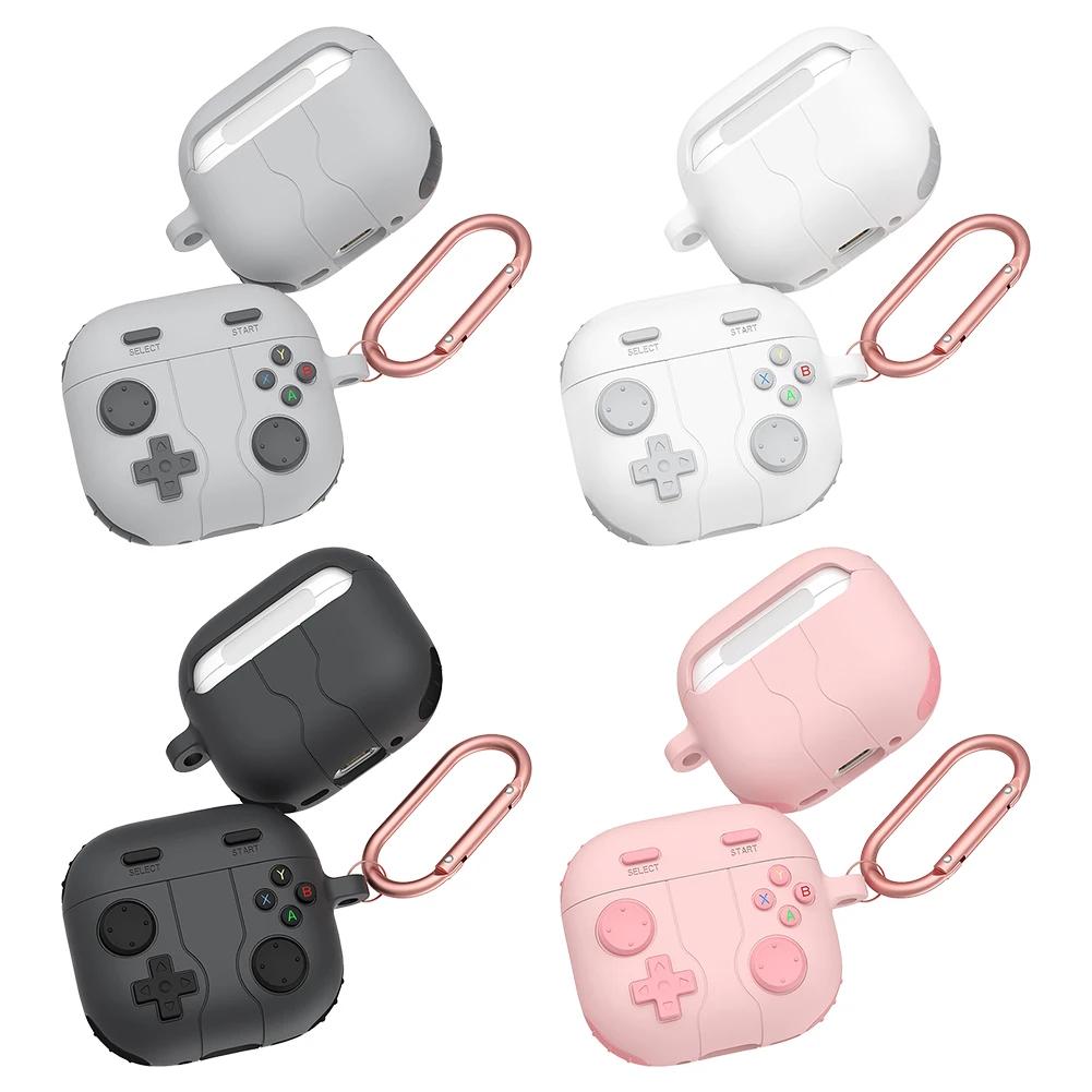 Чехол для AirPods4 с мягким силиконовым покрытием и креплением-карабином для надежного хранения и совместимостью с зарядкой