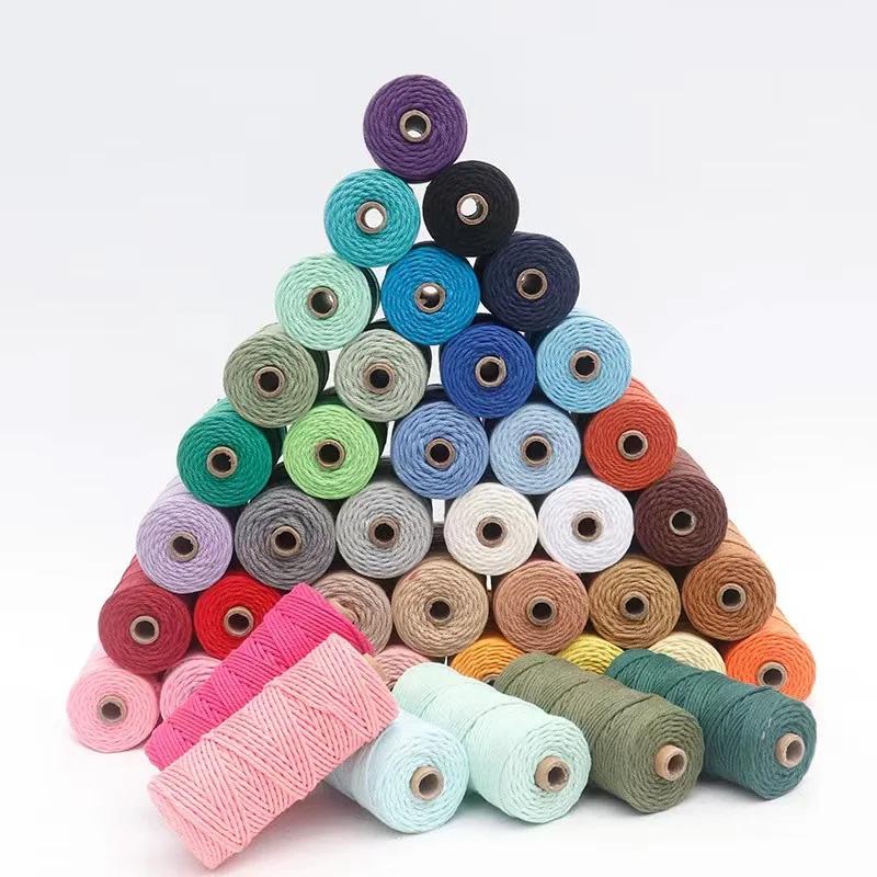 100 м/моток Принадлежности для украшения дома Цветной Хлопковый шнур макраме ручной вязки 3 мм для DIY проектов Натуральная упаковка для подарков