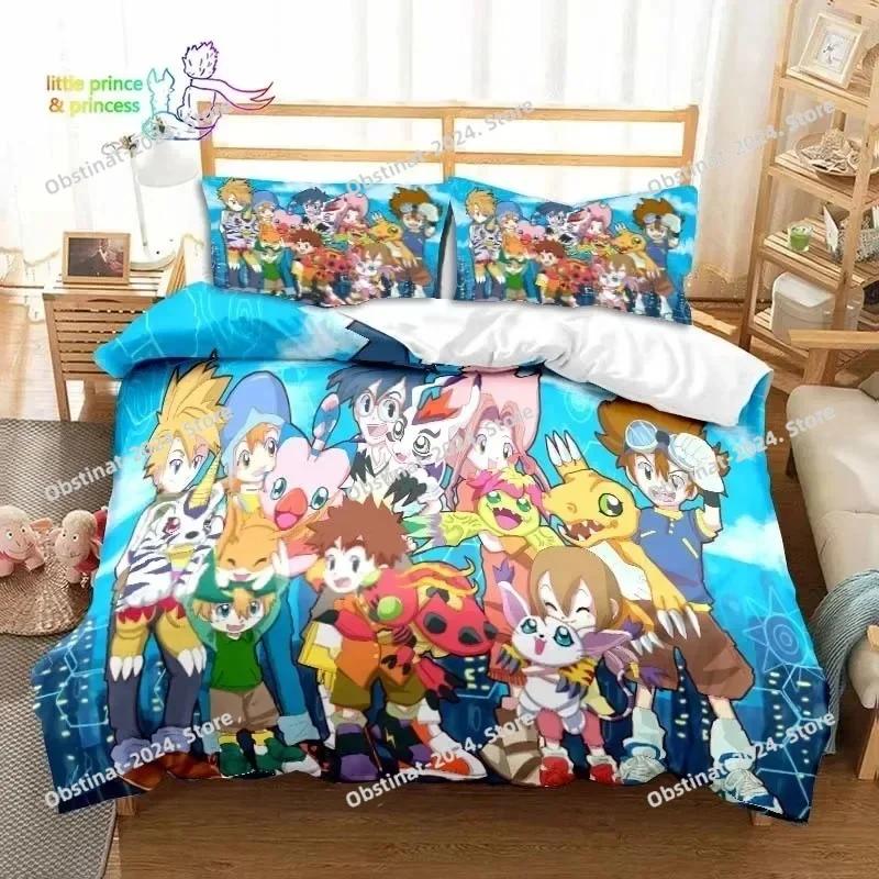 Постельное белье Digimon Аниме Набор постельного белья Монстры Приключений Пододеяльник Полный Queen King Размер Наволочка Печатный комплект постельного белья Односпальный Twin