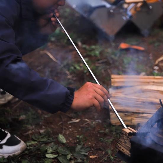 Stainless Steel Telescopic Firestick Blower Kit Lightweight Ignition Rod Camping Essential Safe Compact Outdoor Tool