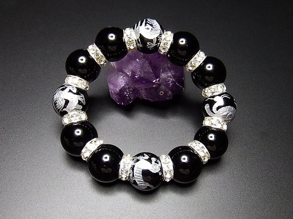 Трудно достать сверхтолстый натуральный камень 18 мм оникс от Four Gods роскошные рондель молитвенные четки браслет сила камень [Ishigai] ручная резьба