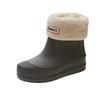 Fashion Solid Rain Boots Women Fleece Platform Rain Boots Non-Slip Boots Women Ankle Rubber Boots Outside Slip-on Water Shoes