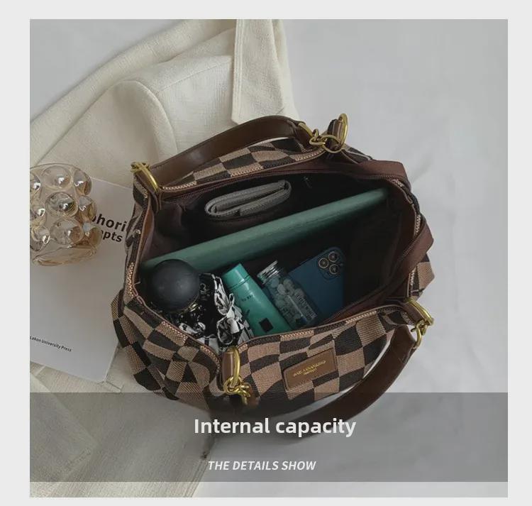 Женская сумка-тоут с леопардовым принтом большой вместимости - модная сумка через плечо с шахматным узором 2023 года