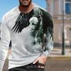 Крутой принт орла мужские футболки с длинным рукавом футболки с круглым вырезом повседневный свитер мужская одежда больших размеров