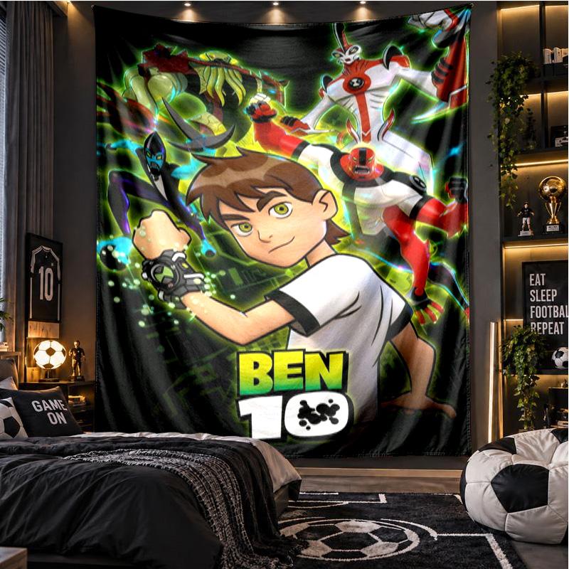 Alien Hero Ben 10 Cartoon Theme Beach Towel Personalized Custom Name & Text Soft Quick Dry Beach Towel for Swimming Travel