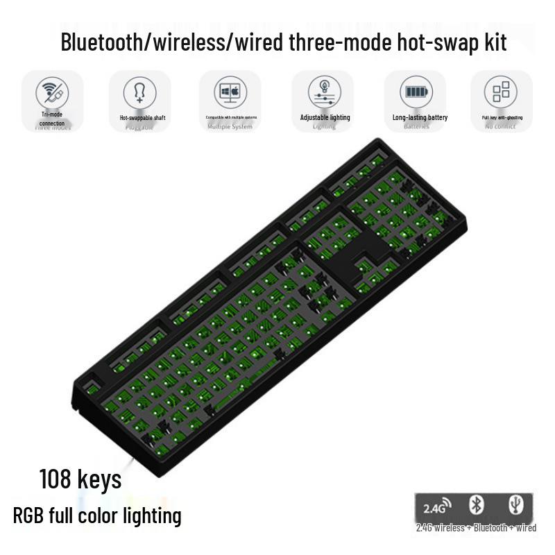 Беспроводной Bluetooth механический набор клавиатуры RGB, с возможностью настройки и тремя режимами подключения, разных размеров