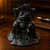 Charming Dark Style Art Piece 3D Printed Frog Pumpkin Throne Figurine Creative Cloak Ornament Exquisite Craft for Collectors Gothic Animal