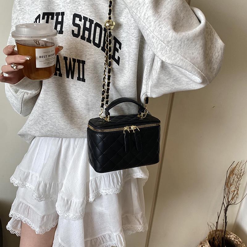 Трендовая мини-сумочка Xiao Xiang с ромбовидной стежкой и цепочкой - Универсальная квадратная сумка на плечо и через плечо