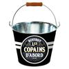 [A1543] - Black 'Bistrot Les Copains d'Abord' Bottle Bucket - 23x27 Cm (6 Beers / 2 Bottles of Wine)