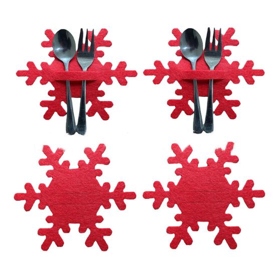 4 шт. Рождественская сумка для столовых приборов в виде снежинки, складная, тонкая работа, создает атмосферу, долговечный праздничный держатель для столовых приборов