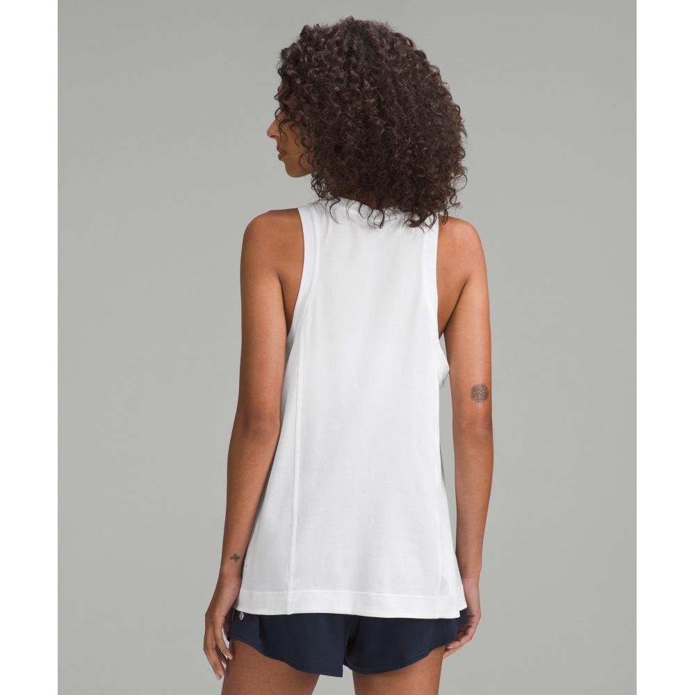 Lululemon Длинная хлопковая майка с круглым вырезом, белая