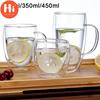 Hi 250/350/450 мл прозрачная кофейная кружка с двойной стенкой изолирующая ручка стеклянная чашка для питья Рождественский подарок