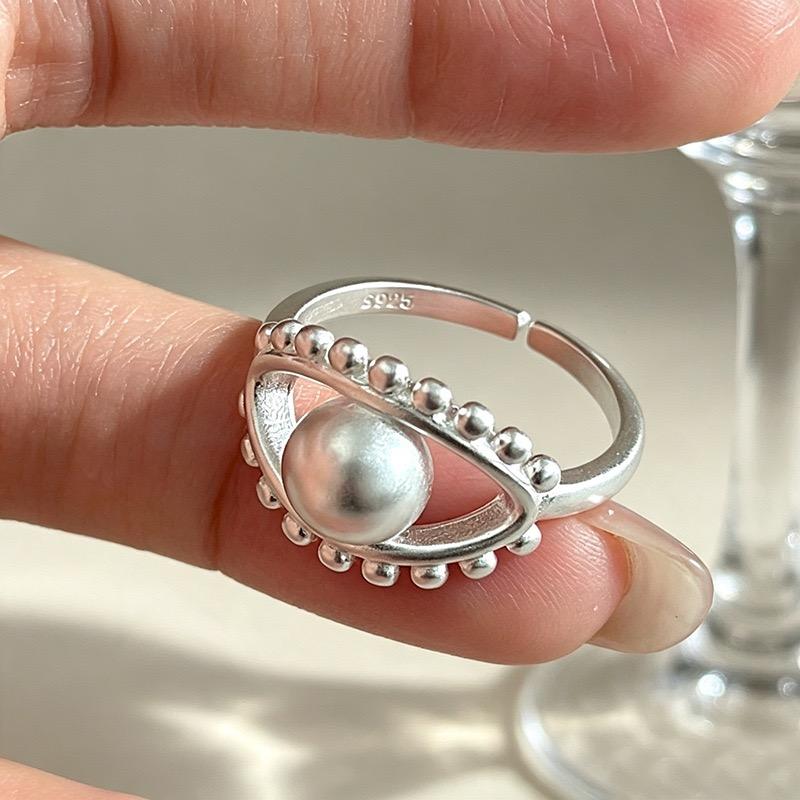 Xiaomi BF CLUB 925 Sterling Silver Ring For Women Jewelry Eye Ball Shape Open Vintage Handmade Ring Allergy For Party Birthday Gift