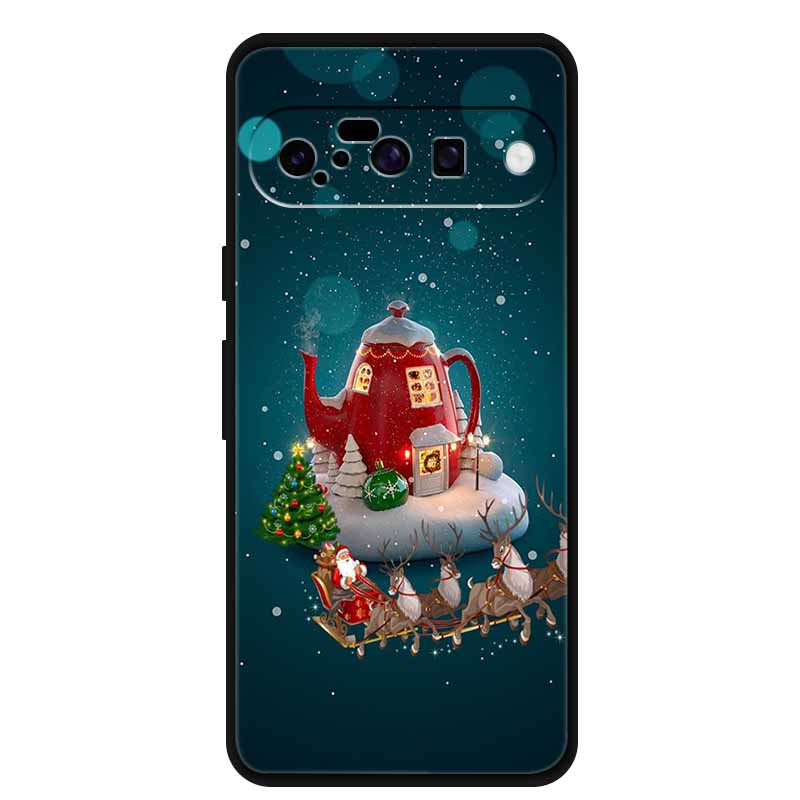 Рождественские чехлы для Google Pixel 10 Чехол Силиконовый Мягкий Черный Чехол Рождественская елка для Pixel 10 Pro / 10 Pro XL Задняя крышка