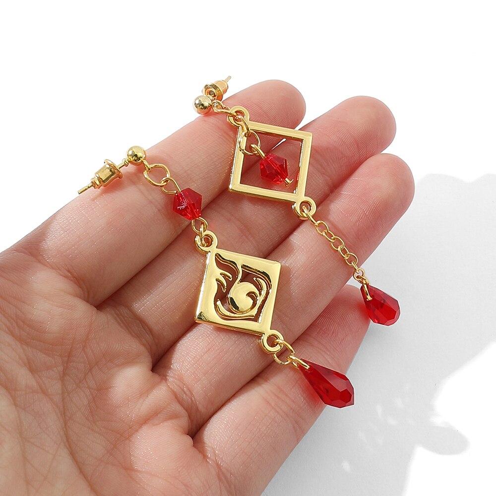 Игровые Серьги Ху Тао Венти Каэя Альберих Эфир Косплей Клипсы Серьги Ювелирные Аксессуары