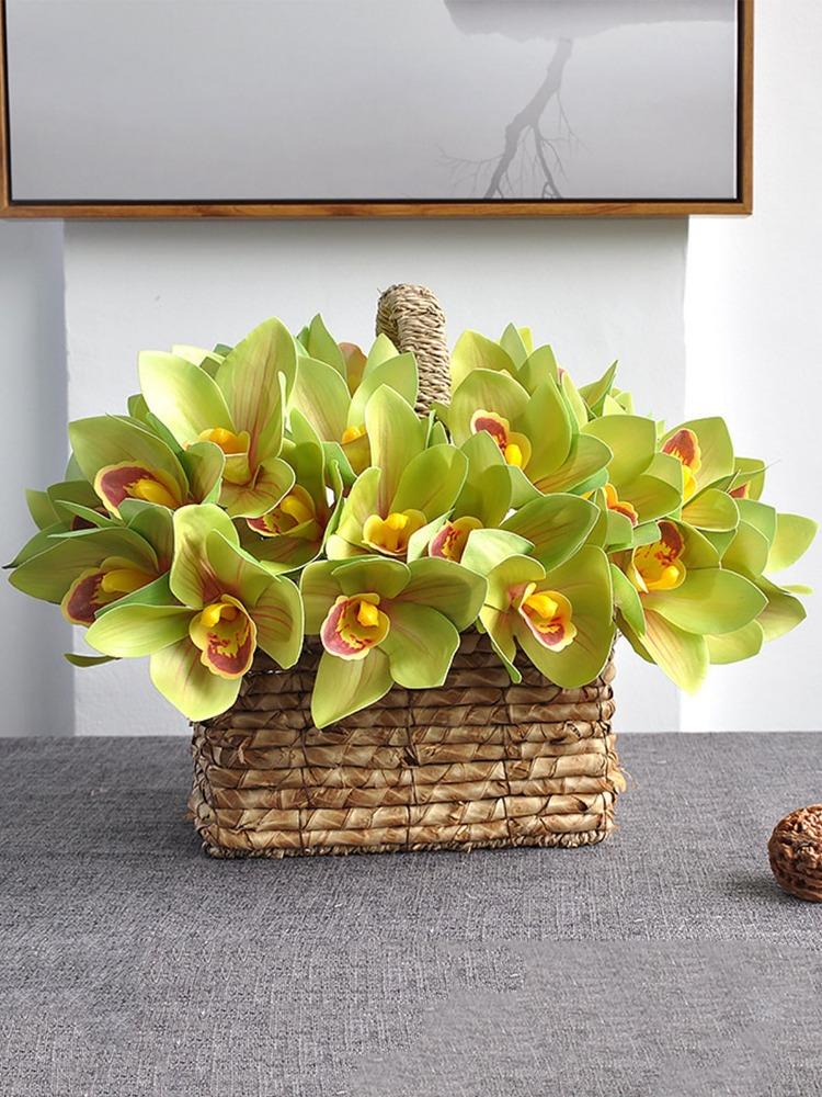 1 букет искусственных цветов искусственная орхидея искусственный цимбидиум декоративные цветы магнолия настоящие сенсорные цветы домашний декор свадебное украшение