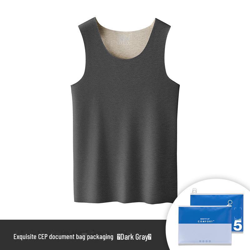 Большой размер осень/зима бесшовный бархатный мужской теплый жилет – утолщенная футболка без рукавов