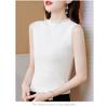 Летний вязаный свитер без рукавов с полуводолазкой, однотонный пуловер, внутренний и внешний топ, повседневный базовый жилет, женская облегающая однотонная одежда 2788