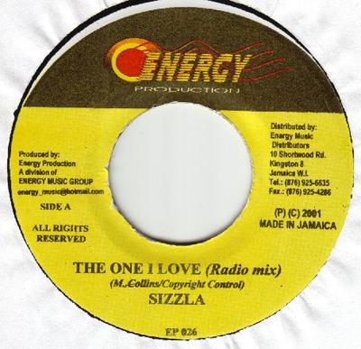 7-дюймовая пластинка SIZZLA - The One I Love EP0026 Energy Producti 2001 Ямайка Регги, Ска и Даб Б/У