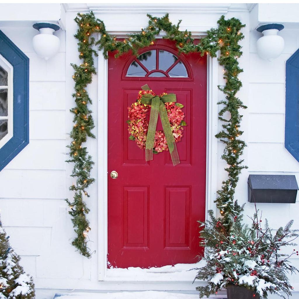 Венок на День Благодарения Осенняя гортензия с бантом Украшение Цветочная гирлянда Венок на День Благодарения Передняя дверь
