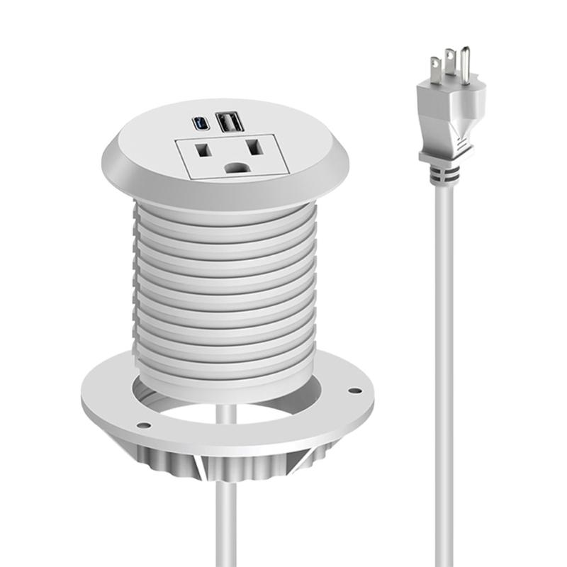 Скрытая встраиваемая круглая розетка с портом для зарядки USB A и Type C 18 В, вырез 50 мм, безопасная для домашнего офиса