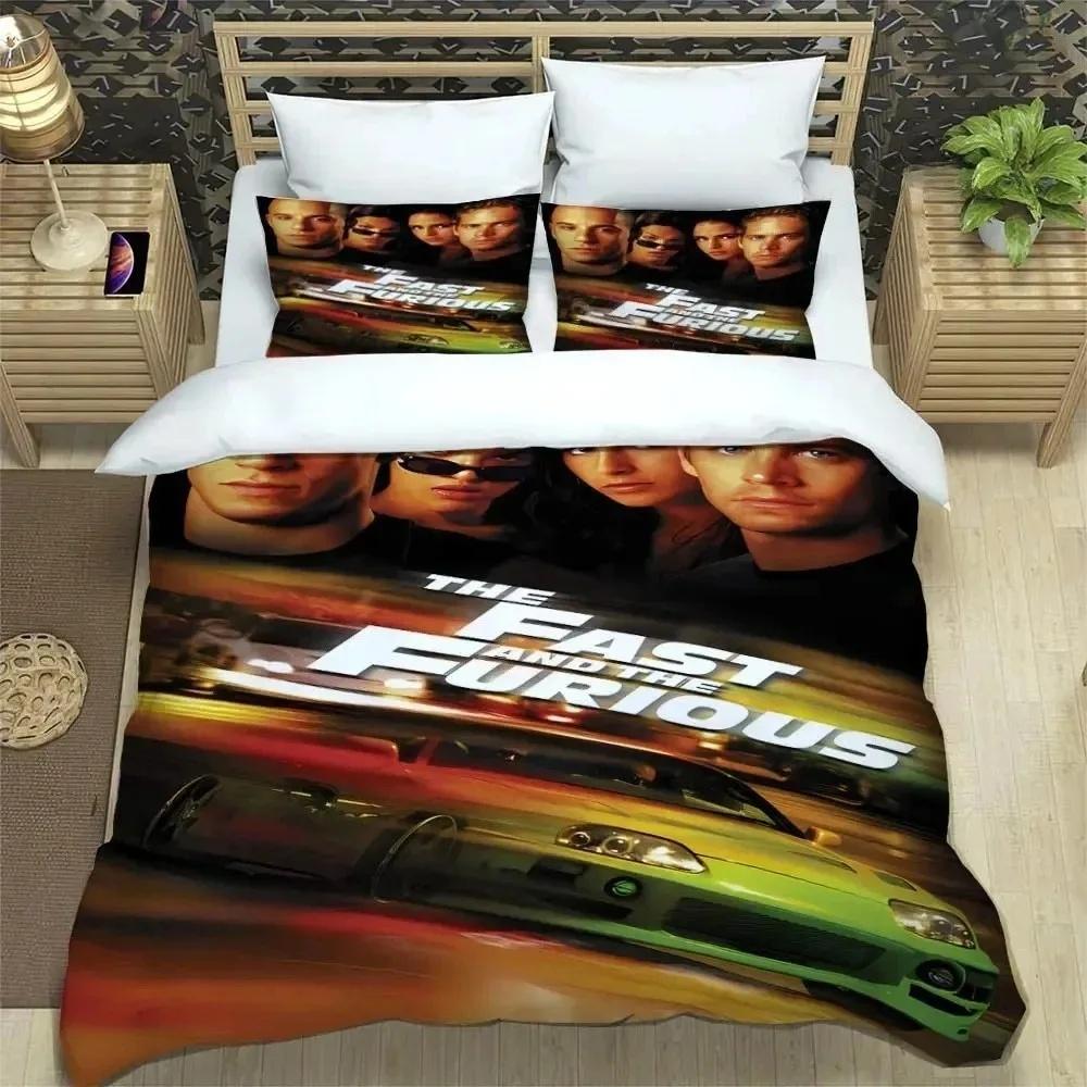 Movie pattern Fast & Furious Bedding Set Soft Comforter Cover With pillowcase Shams For Kids Adults Microfiber Quilt Cover