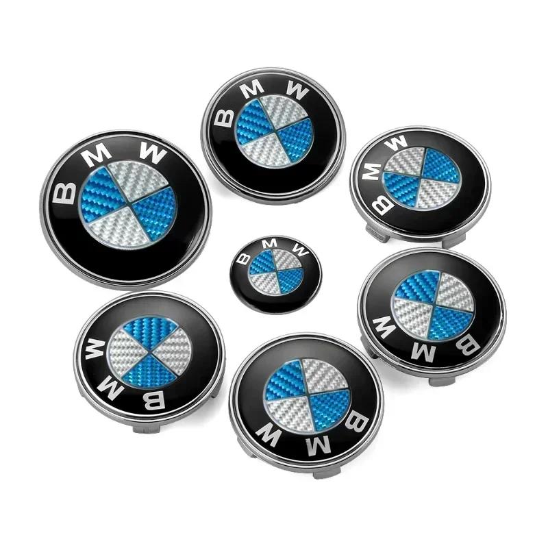 XKUGH1 For BMW New 2025 New 7pcs Car Front Emblem 7pcs Car Front Emblem Rear Badge Wheel Hub Cap Sticker for E46 E90 E60 F10 F11 F20 F3