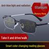 Color-Changing Bifocal Progressive Reading Glasses with Intelligent Zoom, Titanium Memory Frame, and Anti-Blue Light Protection