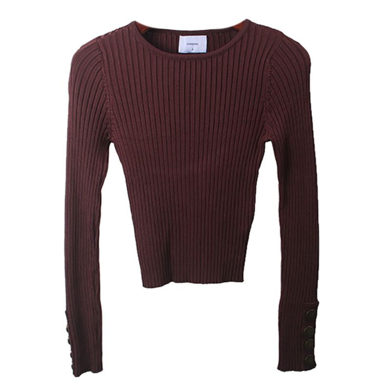 Australia Accessible Luxury Brand O-neck Short Bottoming Shirt Export Fashion Retro Metal Buckle Silm Pullover Inner Wear