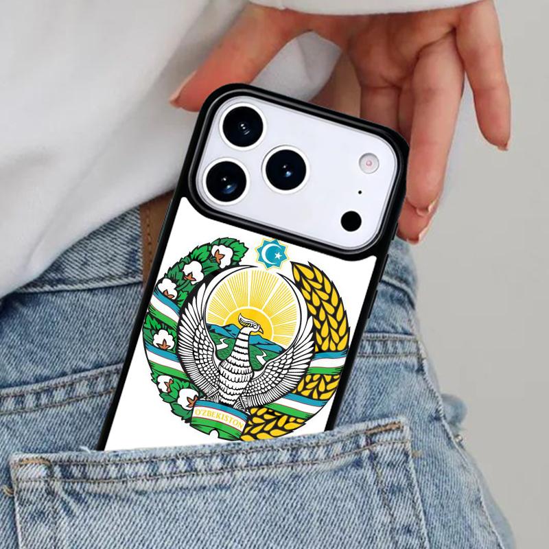 Чехол для телефона с эмблемой национального флага Узбекистана для iPhone 16e 15 14 13 12 17 Pro Max Plus Air 17pro Чехол Coque