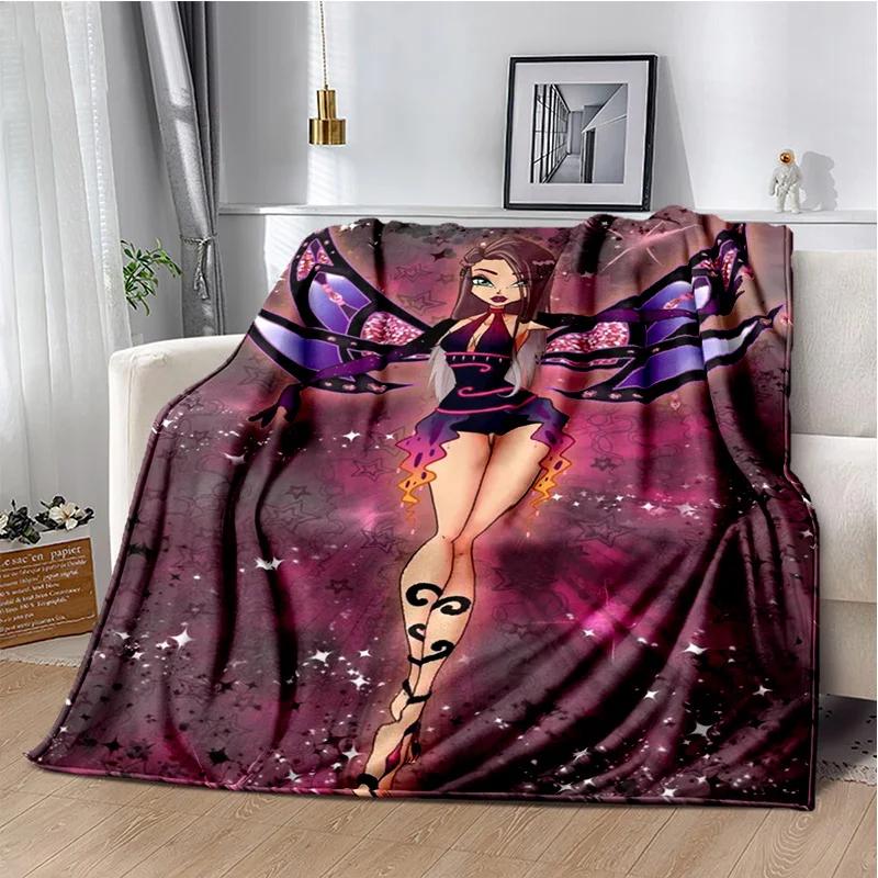 Мягкое плюшевое одеяло для девочек-бабочек, фея Winx Club, фланелевое одеяло для гостиной, спальни, кровати, дивана, пикника
